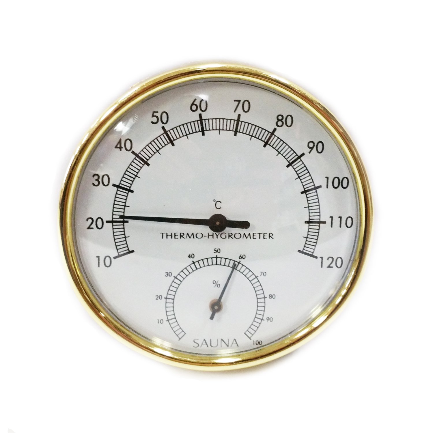 Gold Rimmed Thermometer/Hygrometer 4″Diameter (Celsius only)